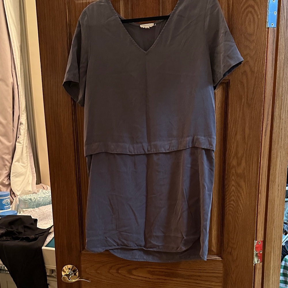 VETTA blue/grey convertible shift dress
